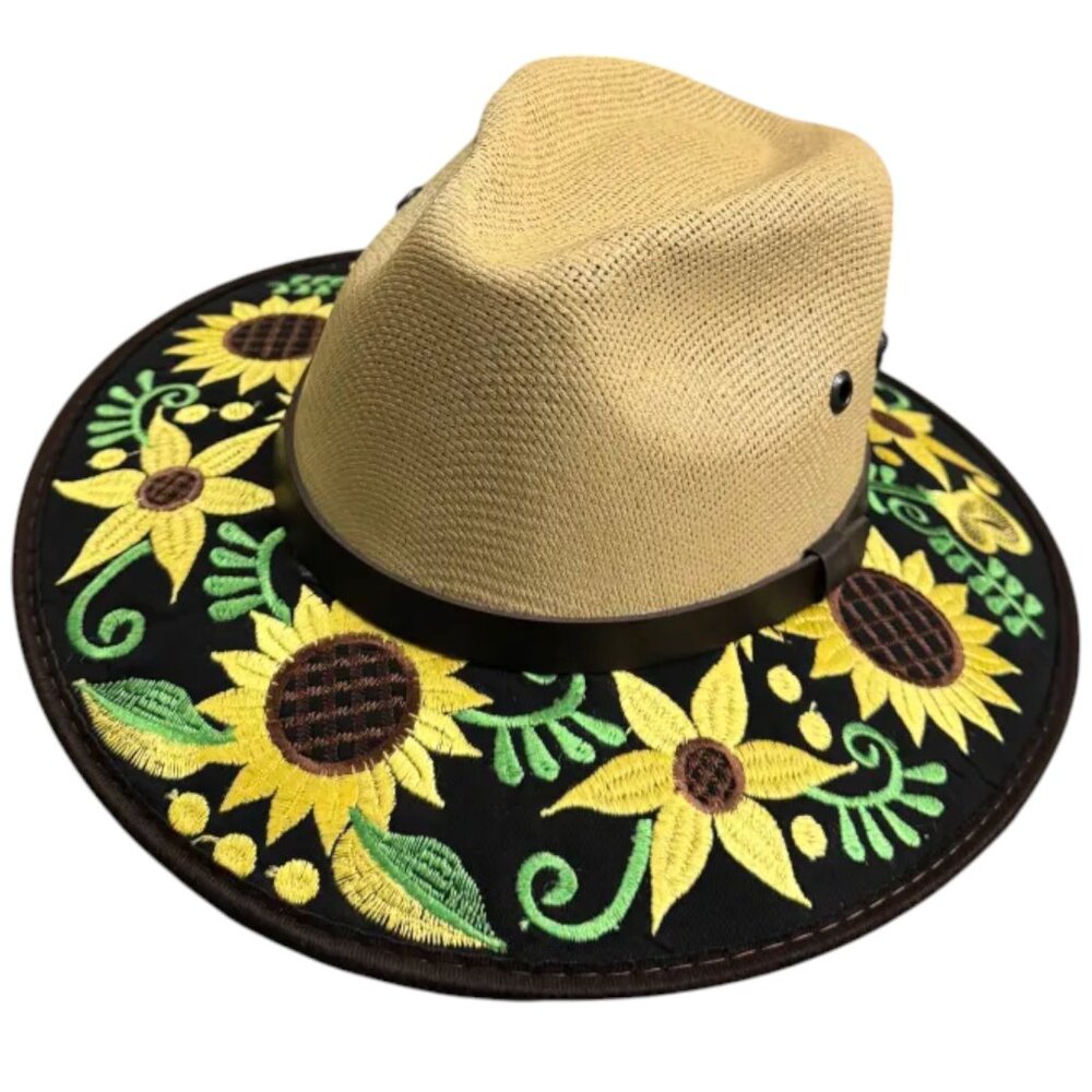 Sunflower Embroidered Brim Sun Hat Made in Mexico